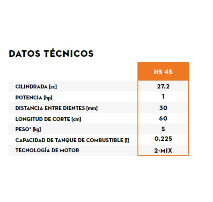 Cortaseto a gasolina HS 45