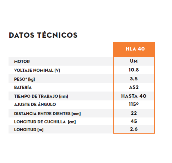 Cortaseto de altura a batería HLA 40